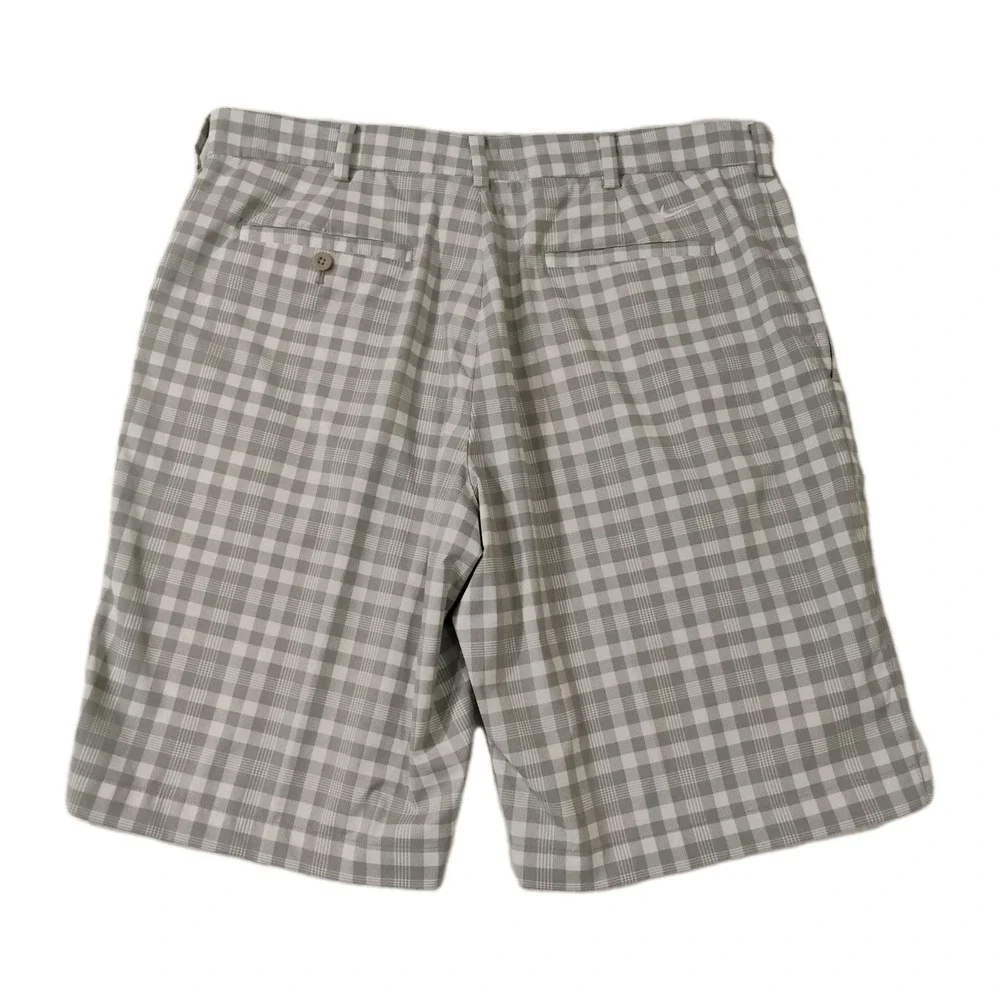 Nike Checkered White Grey Polyester Performance‎ Shorts Men's Sz 36 Lightweight